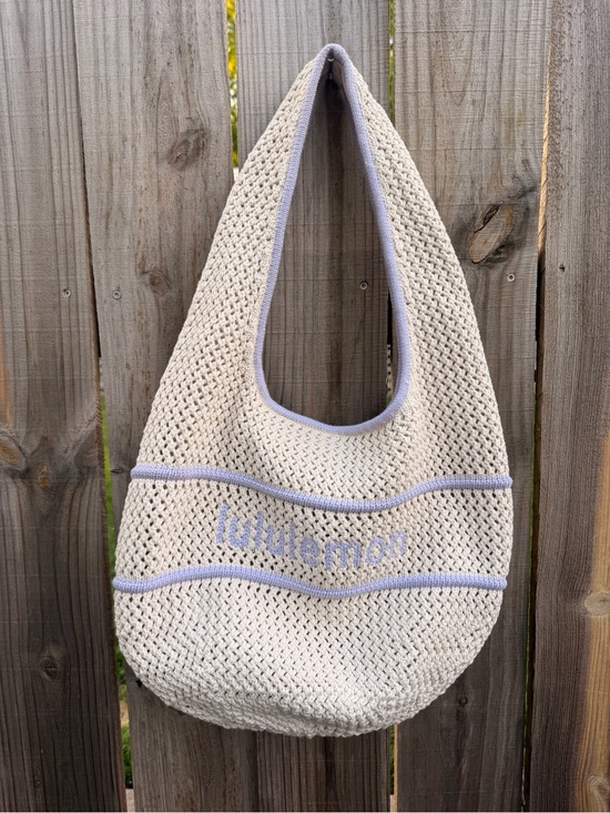 lululemon athletica Handbags - NWT lululemon athletica Cream Crochet Shoulder Bag with Lavender Trim
